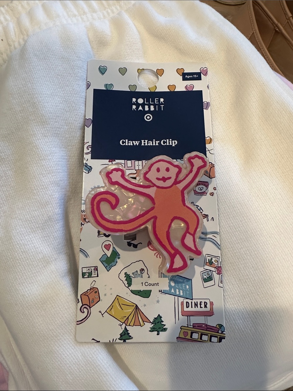 Roller Rabbit Pink & Hot Pink Monkey Claw Hair Clip